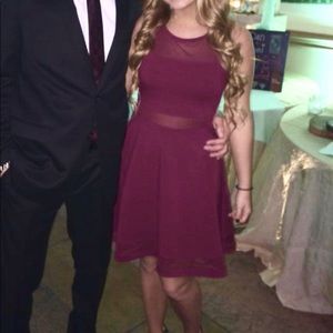 Red / Maroon Dress | Express | Mesh details